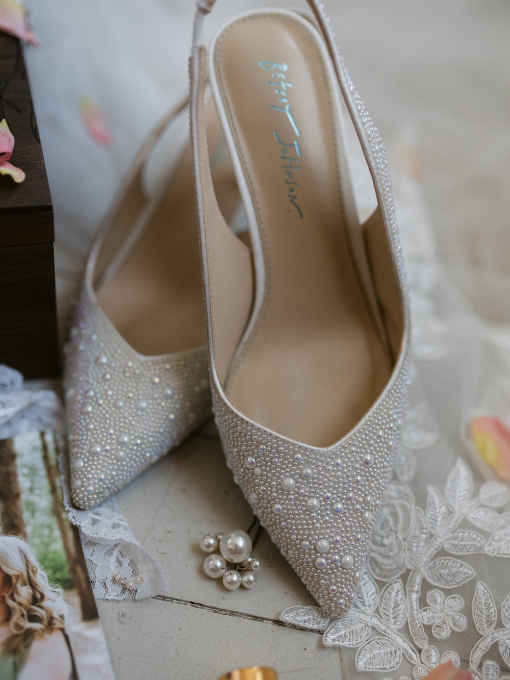Betsey Johnson Pearl Embellished Clark Slingback Pumps